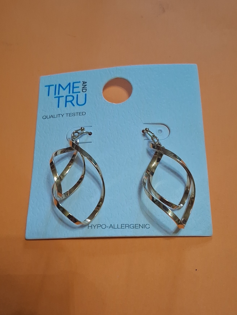 Time and Tru Gold-Tone Twisted Hoop Drop Earrings